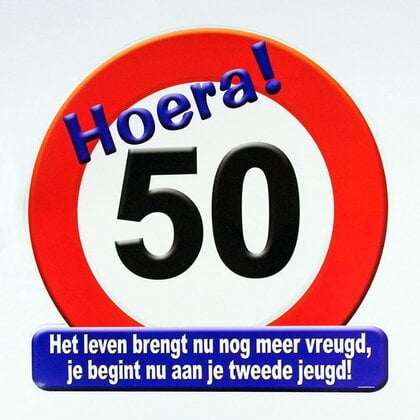 Schild Hoera 50 jaar groot