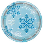 Bordjes met sneeuwvlokken blauw wit