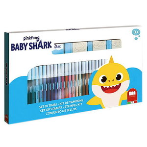 Baby Shark kleurset met stempels 40 delig