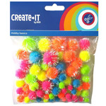 Pompoms glitter neon mix 75 stuks Op is Op