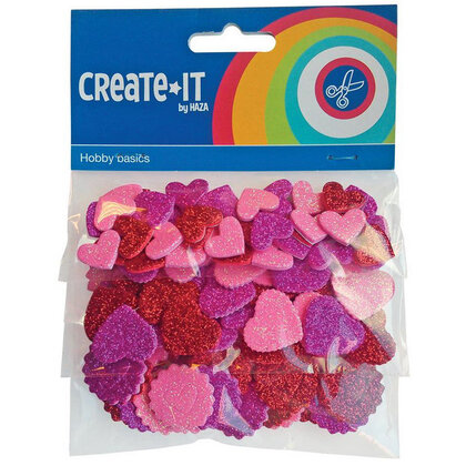 Foam stickers glitter hartjes 132 stuks