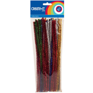 Chenille buigstaafjes glitter 50 stuks