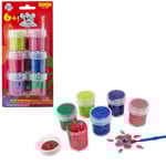 Glitterverf 6 potjes en een kwastje Op is Op