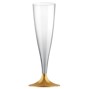 Proost glas met goudkleurig voetje 10 stuks Op is Op