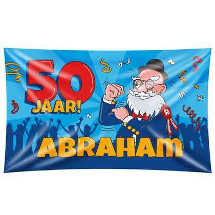 Vlag 50 jaar Abraham CARTOON groot