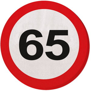 Servetten 65 jaar verkeersbord