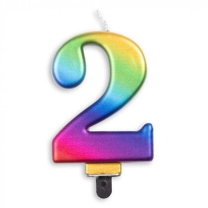 Kaars 2 jaar regenboog luxe