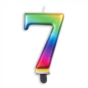 Globos Kaars 7 jaar regenboog luxe