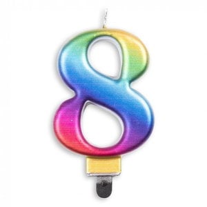 Globos Kaars 8 jaar regenboog luxe Op is Op