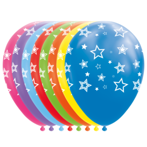 Ballonnen met sterren GEKLEURD 8 stuks