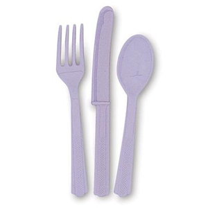 Bestek pastel lichtpaars 18 delig  Op is Op