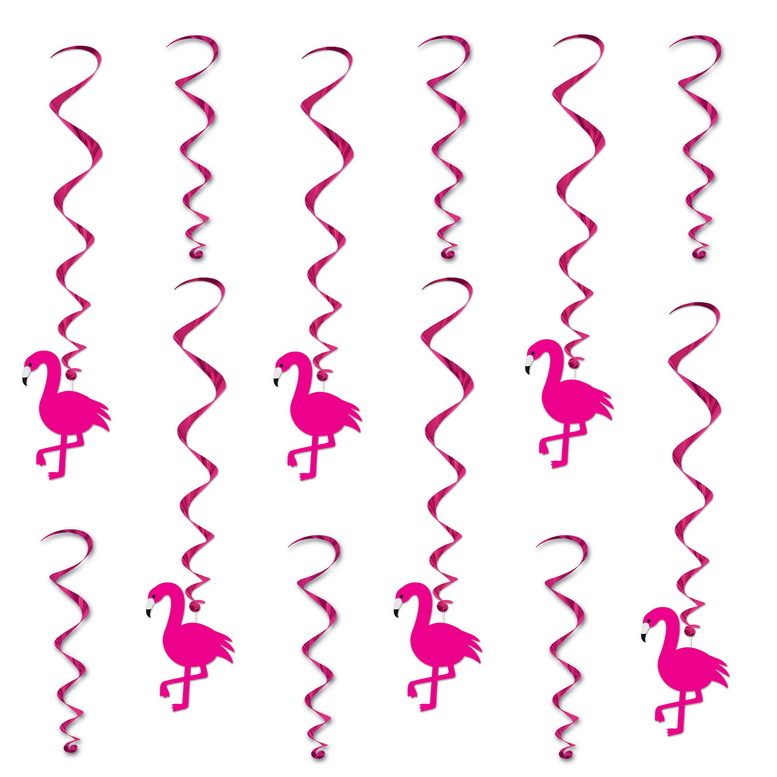 Hangdecoratie Flamingo Whirls 12 stuks