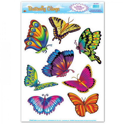 Raamdecoratie vlinders 8 stuks