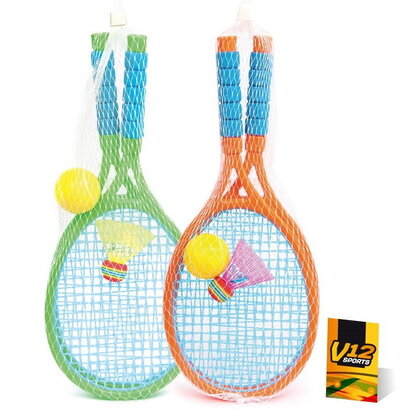 Tennis set met pluim en bal oranje
