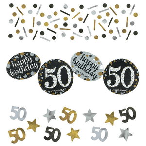 Confetti 50 jaar goud zilver zwart happy birthday