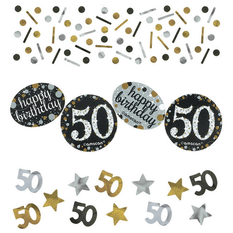 Confetti 50 jaar goud zilver zwart happy birthday
