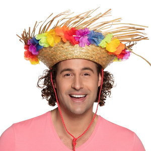 Hoed Hawaii met bloemenkrans Op is Op