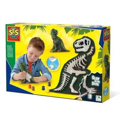 Gieten en schilderen - T-rex met skelet