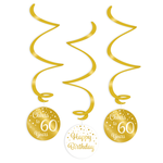 Hangdecoratie 60 jaar goud wit 3 stuks Op is Op