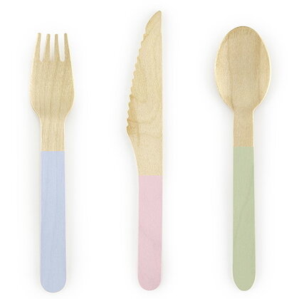 Bestek hout PASTEL 18 delig
