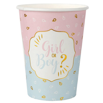 Bekertjes Girl or Boy luxe met gouddruk 10 stuks