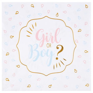 Servetten Girl or Boy luxe met gouddruk 20 stuks