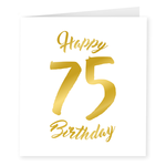 Wenskaart 75 jaar goud-wit Op is Op