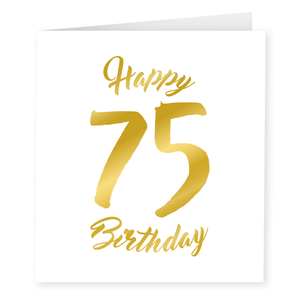 Wenskaart 75 jaar goud-wit Op is Op