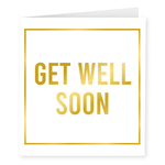 Wenskaart Get well soon goud-wit