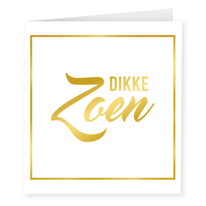 Wenskaart Dikke zoen goud-wit