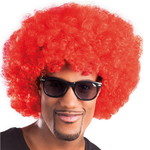 Pruik afro disco rood luxe Op is Op
