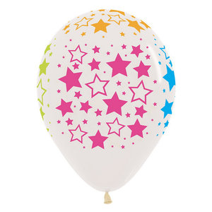 Ballonnen neon sterren transparant 5 stuks Op is Op