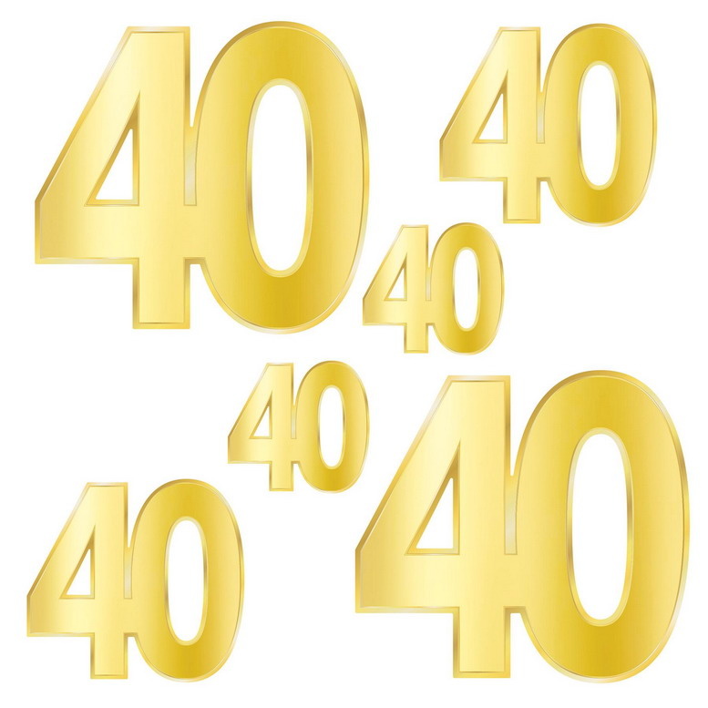 Decoratie 40 jaar goudkleurig 6 stuks