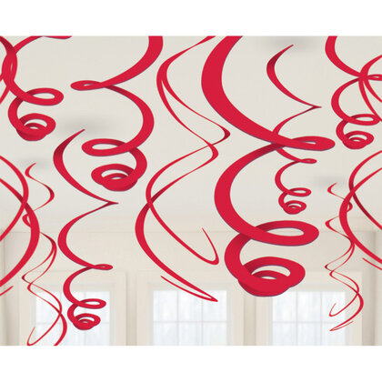 Hangdecoratie Swirls rood 12-delig