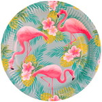 Bordjes Flamingo met bloemen 8 stuks Op is Op