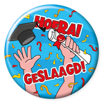 Button ik ben geslaagd Hoera Op is Op