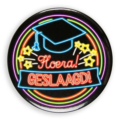 Button Hoera geslaagd NEON