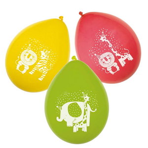 Ballonnen Safari party rood geel groen 6 stuks