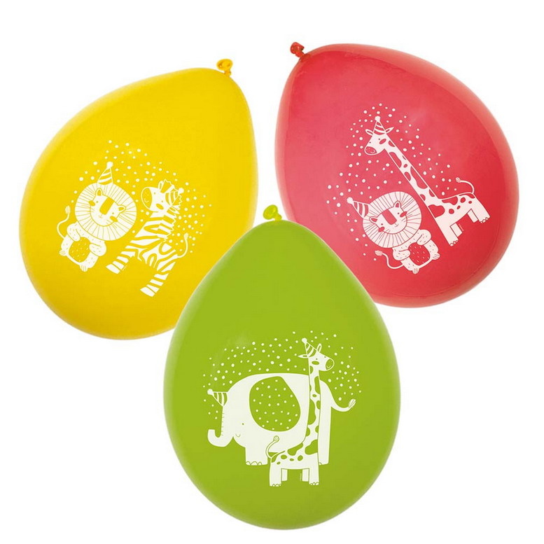 Ballonnen Safari rood geel groen 6 stuks