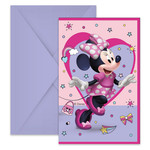 Uitnodigingskaartjes Minnie Mouse 6 stuks Op is Op