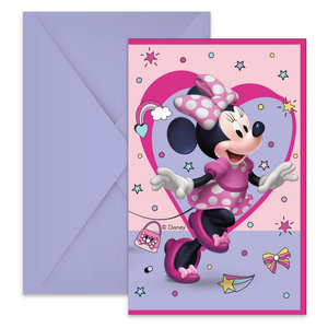 Uitnodigingskaartjes Minnie Mouse 6 stuks Op is Op