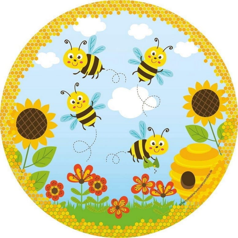 Bordjes bijen met bloemen 8 stuks