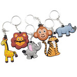 Sleutelhangers Safari dieren 6 stuks