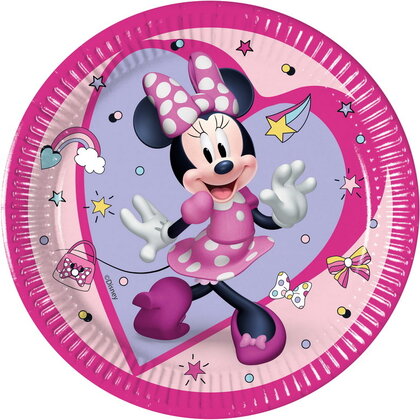 Gebaksbordjes Minnie Mouse paars roze 8 stuks