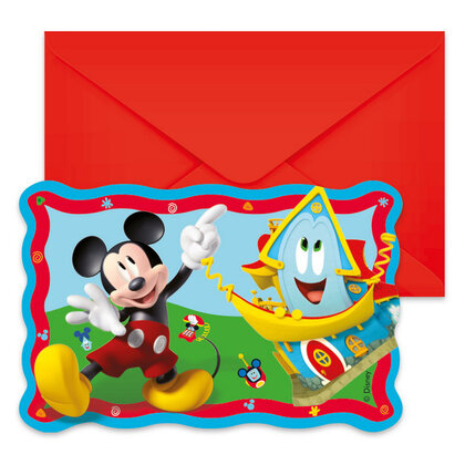 Uitnodigingskaartjes Mickey Mouse 6 stuks