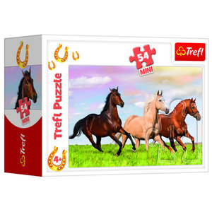 Mini Puzzel drie paarden 54 stukjes Op is Op