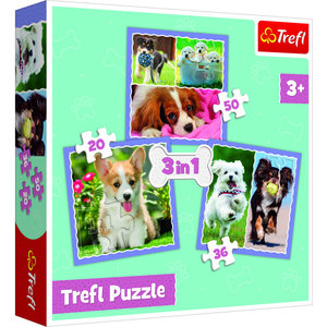 Puzzels honden 3 in 1 in doos Op is Op