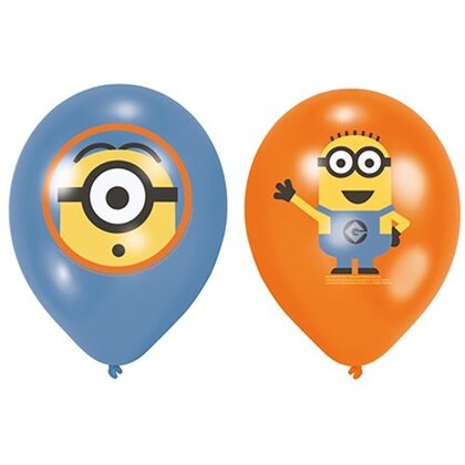 Ballonnen Minions blauw oranje 6 stuks