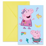 Uitnodigingskaartjes Peppa en George 6 stuks