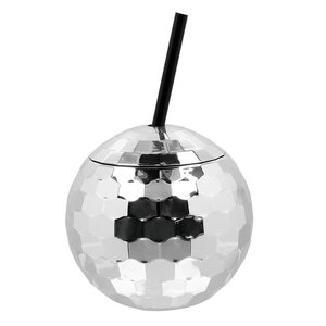 Drinkbeker Discobal zilverkleurig Op is Op
